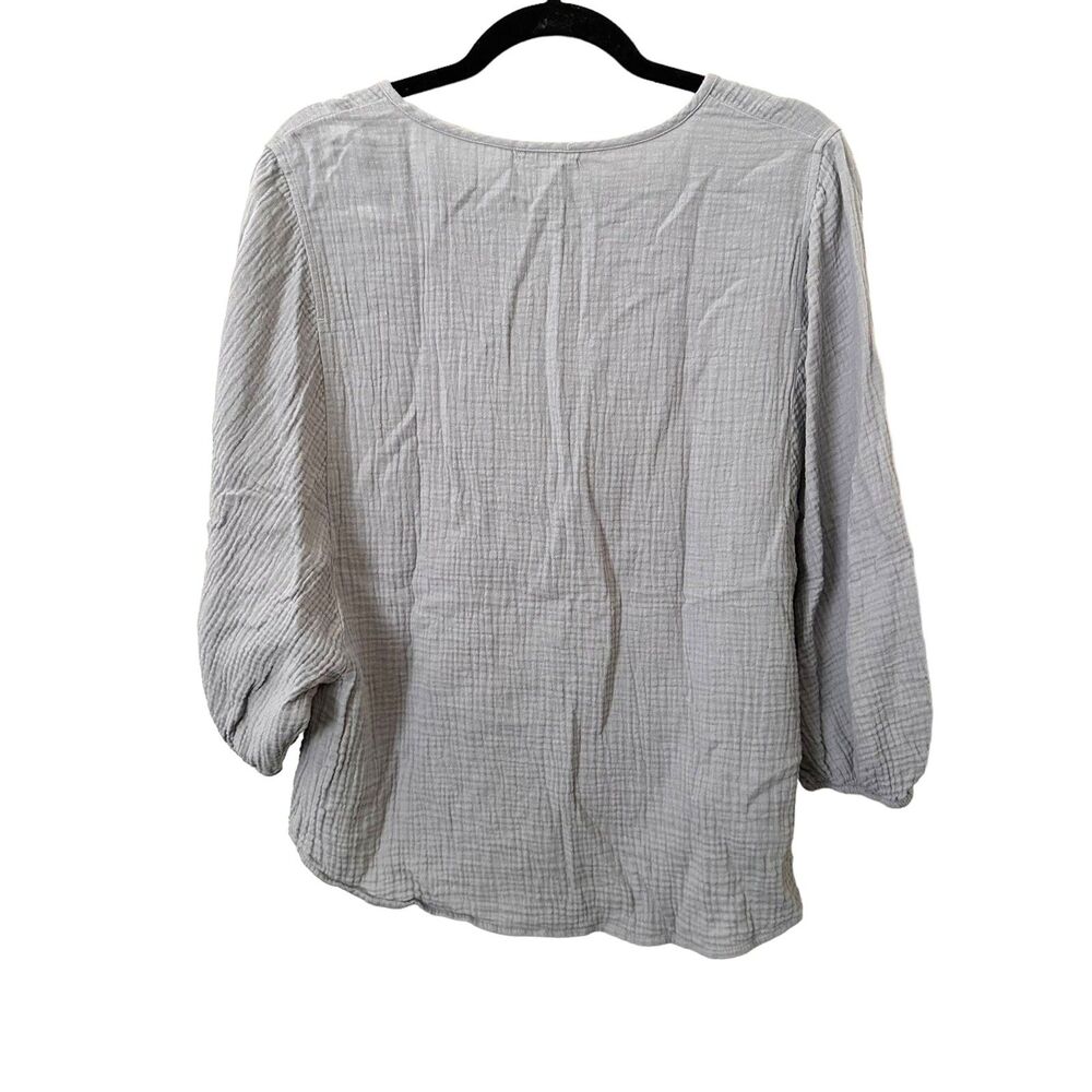 OYSHO Crinkled Cotton Buttoned Blouse Sz Large - Picture 3 of 4